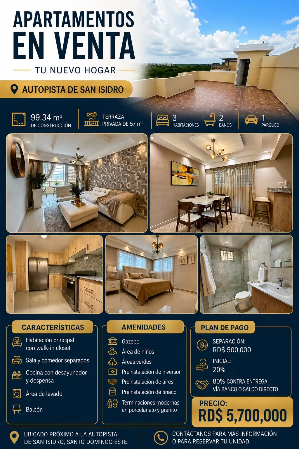 Apartamento en Venta en Autopista San Isidro, Santo Domingo Este — 3 Hab con Terraza — foto 13